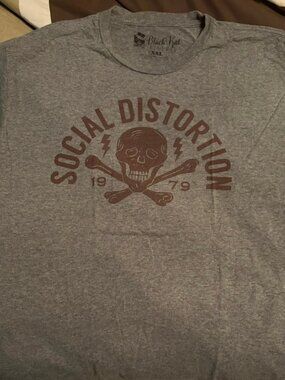 Black Kat Vintage Social Distortion heather grey soft t-shirt - size slim 2XL